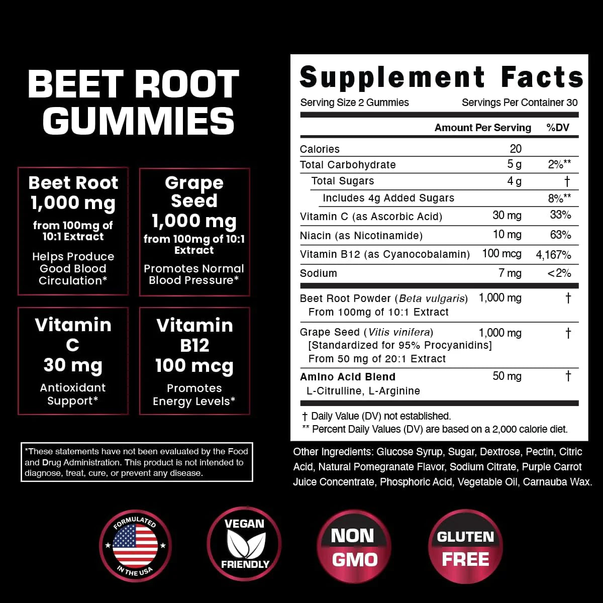 VITAMIZED Beetroot Gummies 1000Mg - Nitric Oxide Supplement